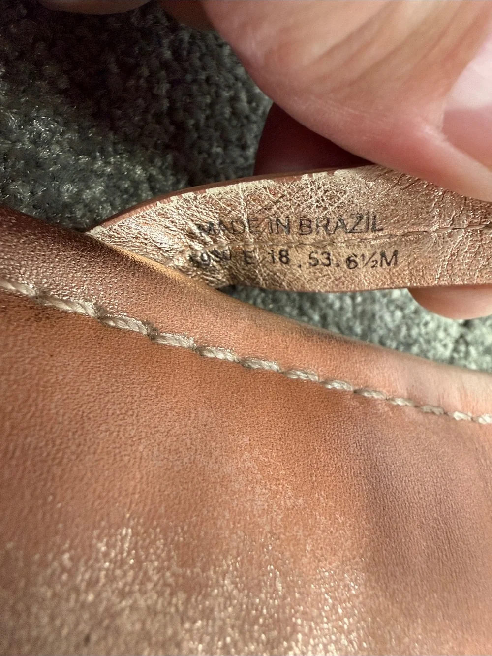 Tory Burch Sandals Wm 6.5 M Metallic Rose Gold Leather Logo Thong Flip flops